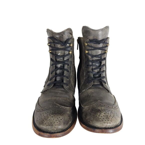 Freebird By Steven Men's BROOM Bradford US9 Brown Leather Distress Combat Boots - Picture 3 of 12